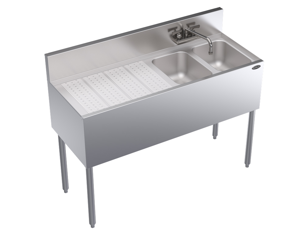 Krowne KR19-42R 48" 2 Compartment Sink w/ 10"W x 14"L Bowl, 10" Deep