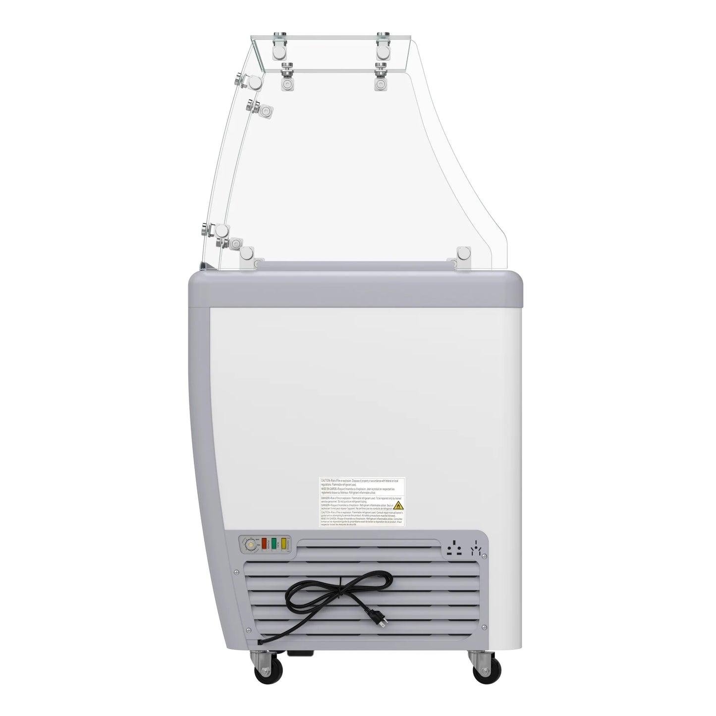 Koolmore KM-GDC-26SD-FG 26 In. Commercial 5-Pan Gelato Ice Cream Dipping Cabinet Display Freezer With Sliding Glass Door And Sneeze Guard- 6 Cu Ft.