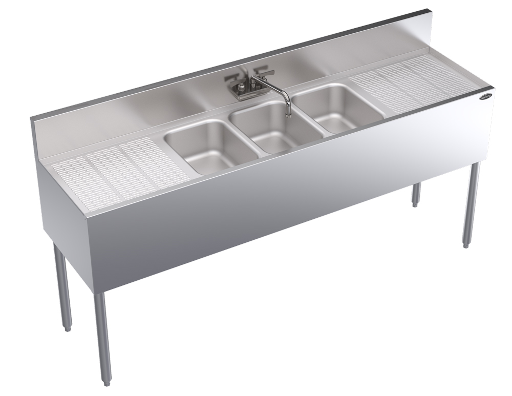 Krowne KR19-63C 72" 3 Compartment Sink w/ 10"W x 14"L Bowl, 10" Deep
