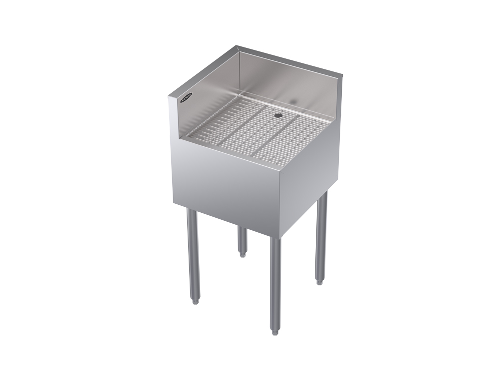 KROWNE KR19-C18L Under Bar Freestanding Corner Drainboard, Left End Return, 18 inch W x 19 inch D