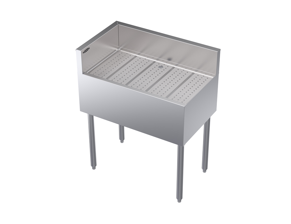 KROWNE KR19-C30L Under Bar Freestanding Corner Drainboard, Left End Return, 30 inch W x 19 inch D