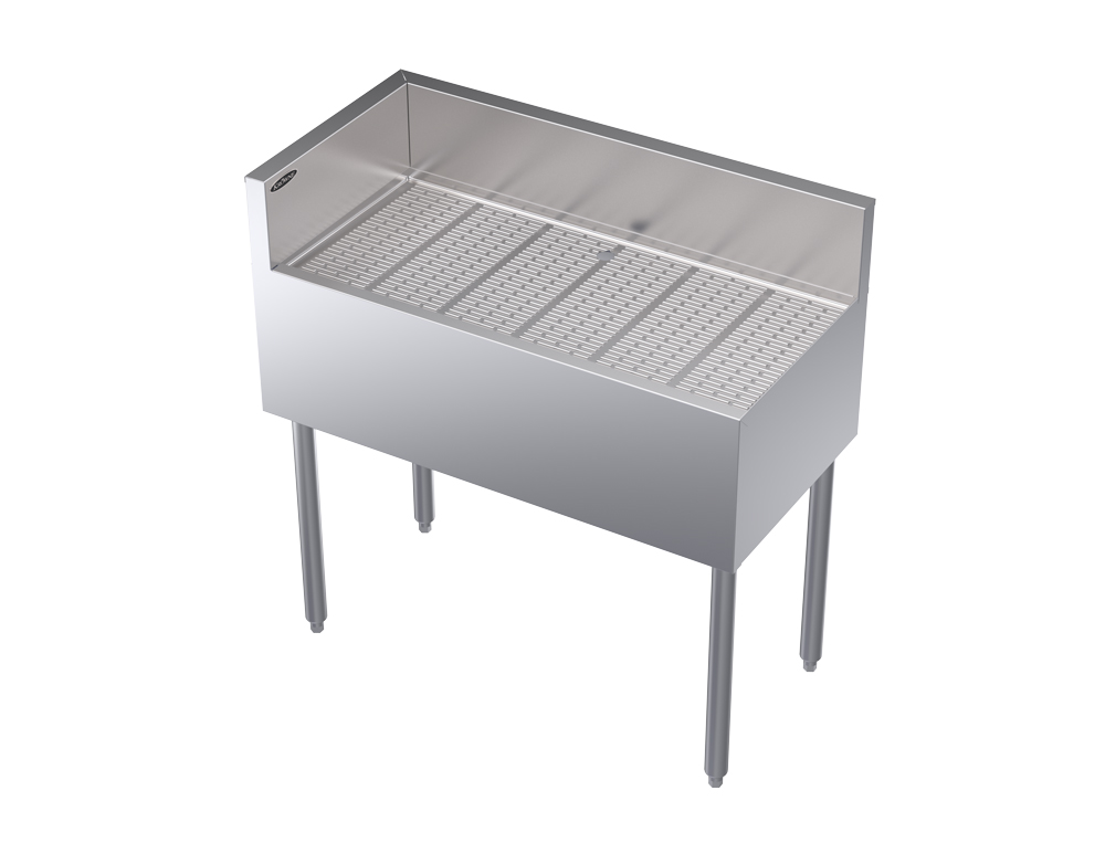 KROWNE KR19-C36L Under Bar Freestanding Corner Drainboard, Left End Return, 36 inch W x 19 inch D