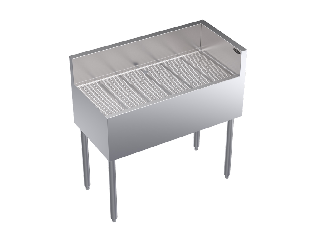 KROWNE KR19-C36R Under Bar Freestanding Corner Drainboard, Right End Return, 36 inch W x 19 inch D