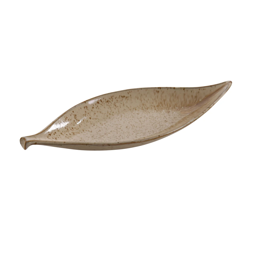 Yanco AG-412 Agate Leaf Plate 12"L X 4-1/2"W Dishwasher