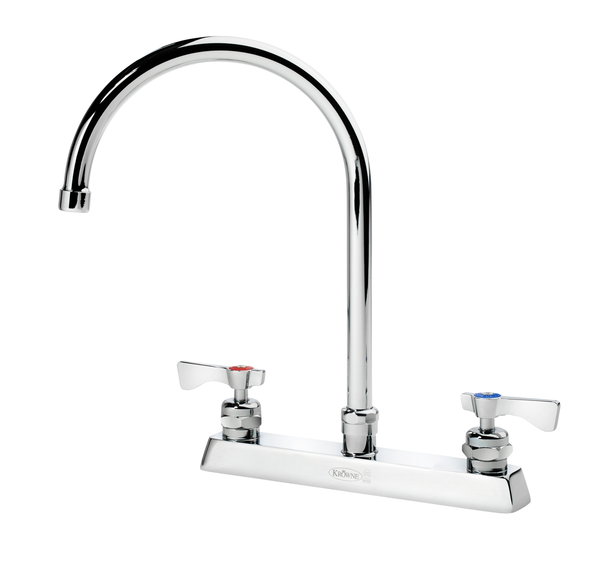 Krowne 15-502L Deck Mount Faucet - 8 1/2" Gooseneck Spout, 8" Centers