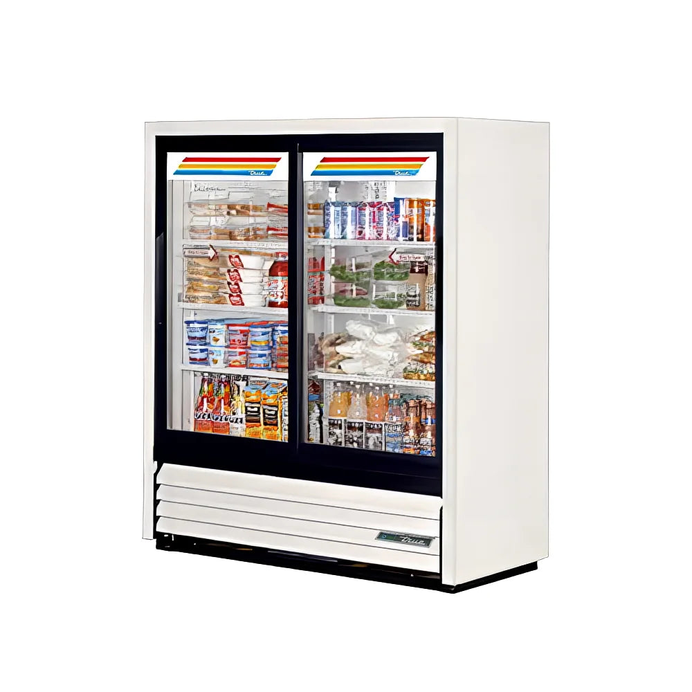 True GDM-41SL-54-HC-LD 47 1/8" GDM Series Two Section Glass Door Merchandiser - (2) Sliding Doors, White & Black, 115v