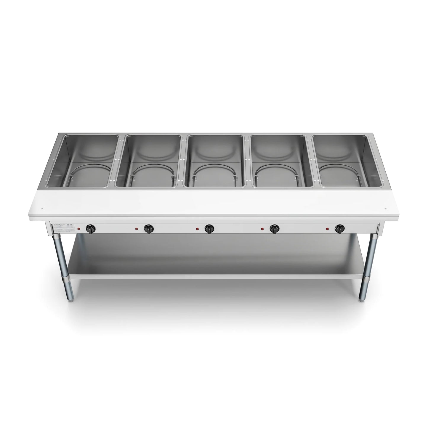 Koolmore KM-OWS-5 5-Pan Open Well Electric Steam Table With Undershelf, 240V