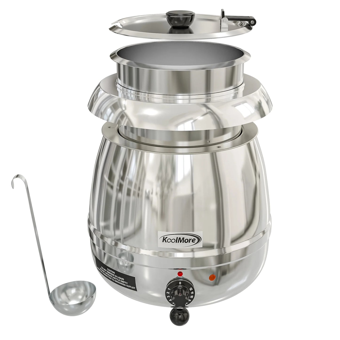 Koolmore SK-SS-3G 11.5 Qt. Round Countertop Black Stainless-Steel Food / Soup Kettle Warmer