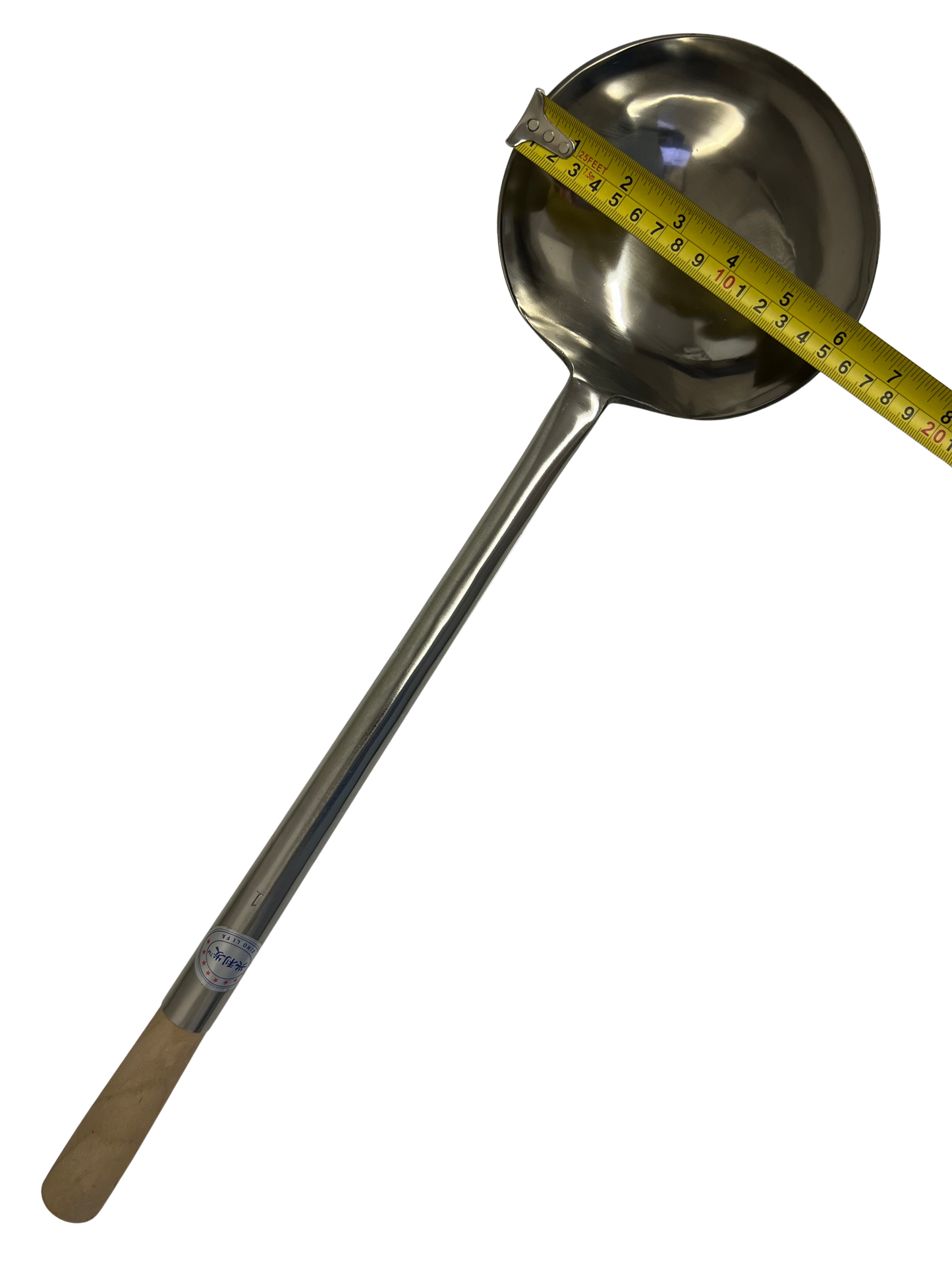 PO WAH Chinese Wok Ladle with Wooden Handle, Stainless Steel