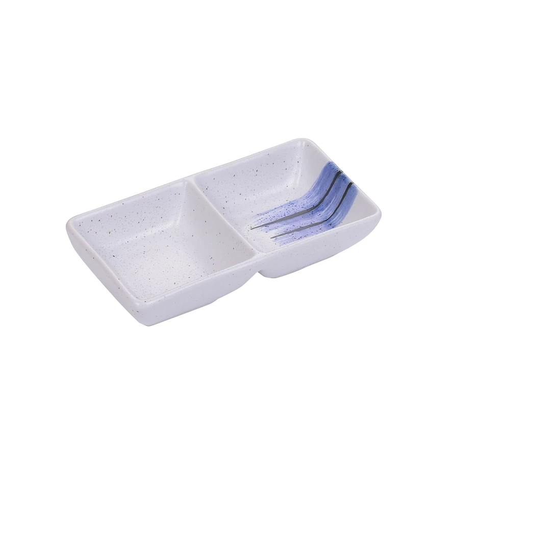 Yanco OC-4031 Ocean Double Sauce Dish (2) 2 Oz. Compartments 5-1/2"L X 3"W