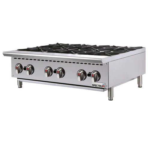 Winco NGHP-6 36" Gas Hotplate w/ (6) Burners & Manual Controls, Convertible