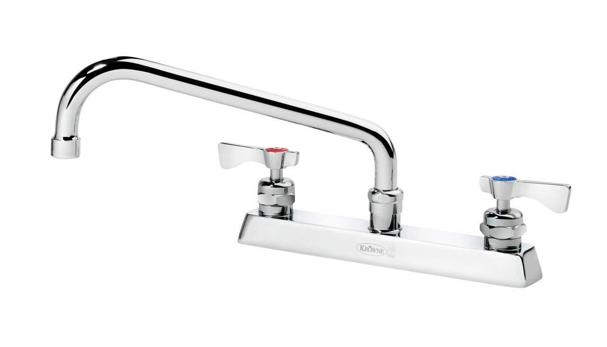 Krowne 15-510L-L-G2 Deck Mount Faucet w/ 10" Swing Spout & Lever Handles - 8" Centers, 0.5 GPM