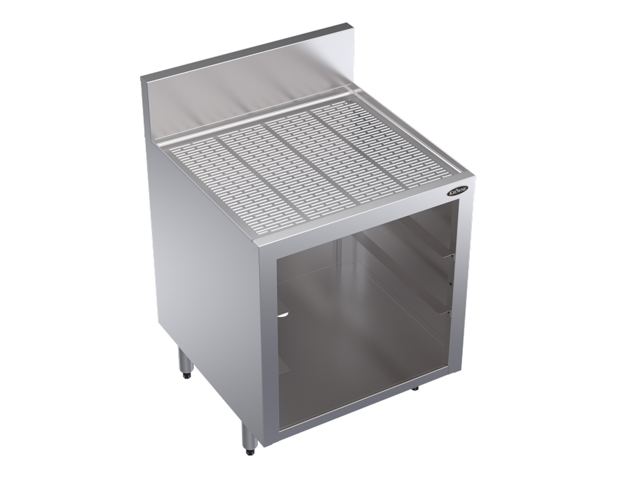 KROWNE KR24-GSB1 Under Bar Glass Storage Unit with Rack Slides, 6.5 Back Splash, 24 inch W x 24 inch D