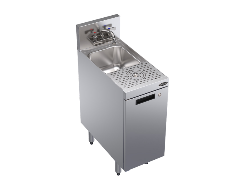 Krowne KR24-MS12-C Underbar Dump Sink w/ 10" x 12" x 6" Bowl - Cabinet Base & Glass Rinser, Stainless Steel