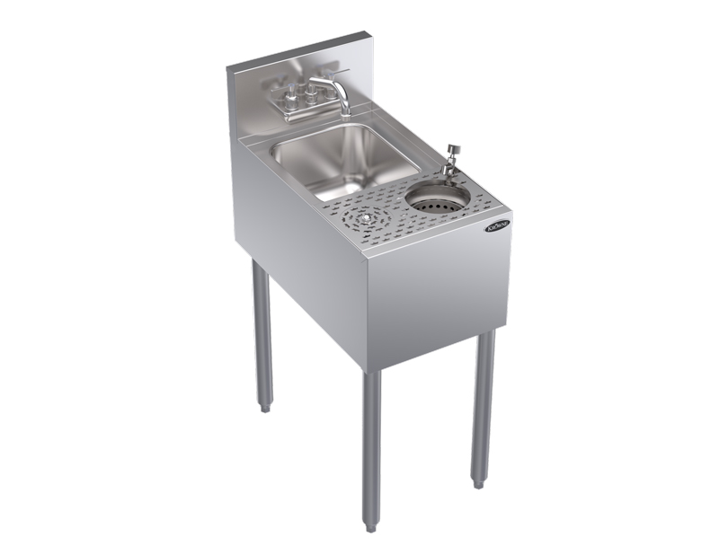 Krowne KR24-MS14 Underbar Dump Sink w/ 10" x 14" x 7" Bowl - (1) Glass Rinser, Stainless Steel