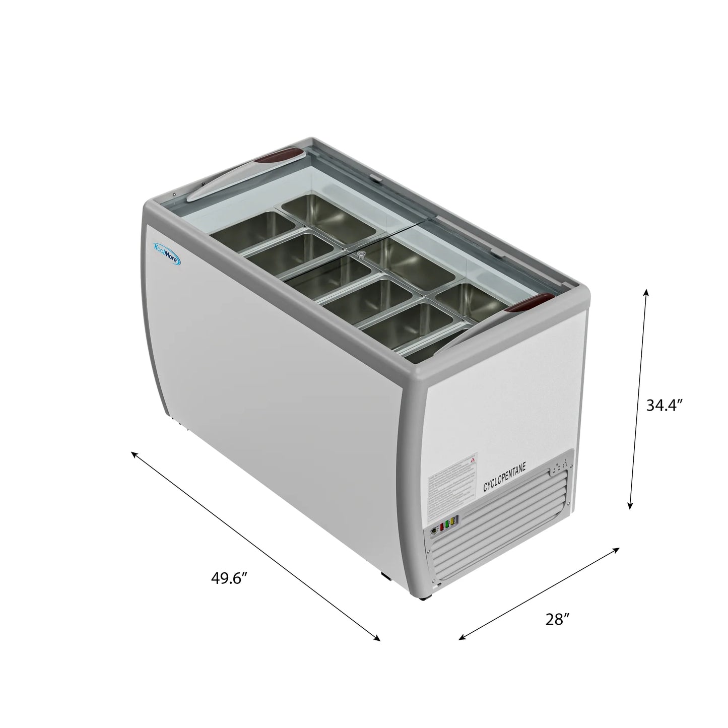 Koolmore KM-GDC-49SD 50 In. Commercial 9-Pan Gelato Ice Cream Dipping Cabinet Display Freezer With Sliding Glass Door- 13 Cu Ft.