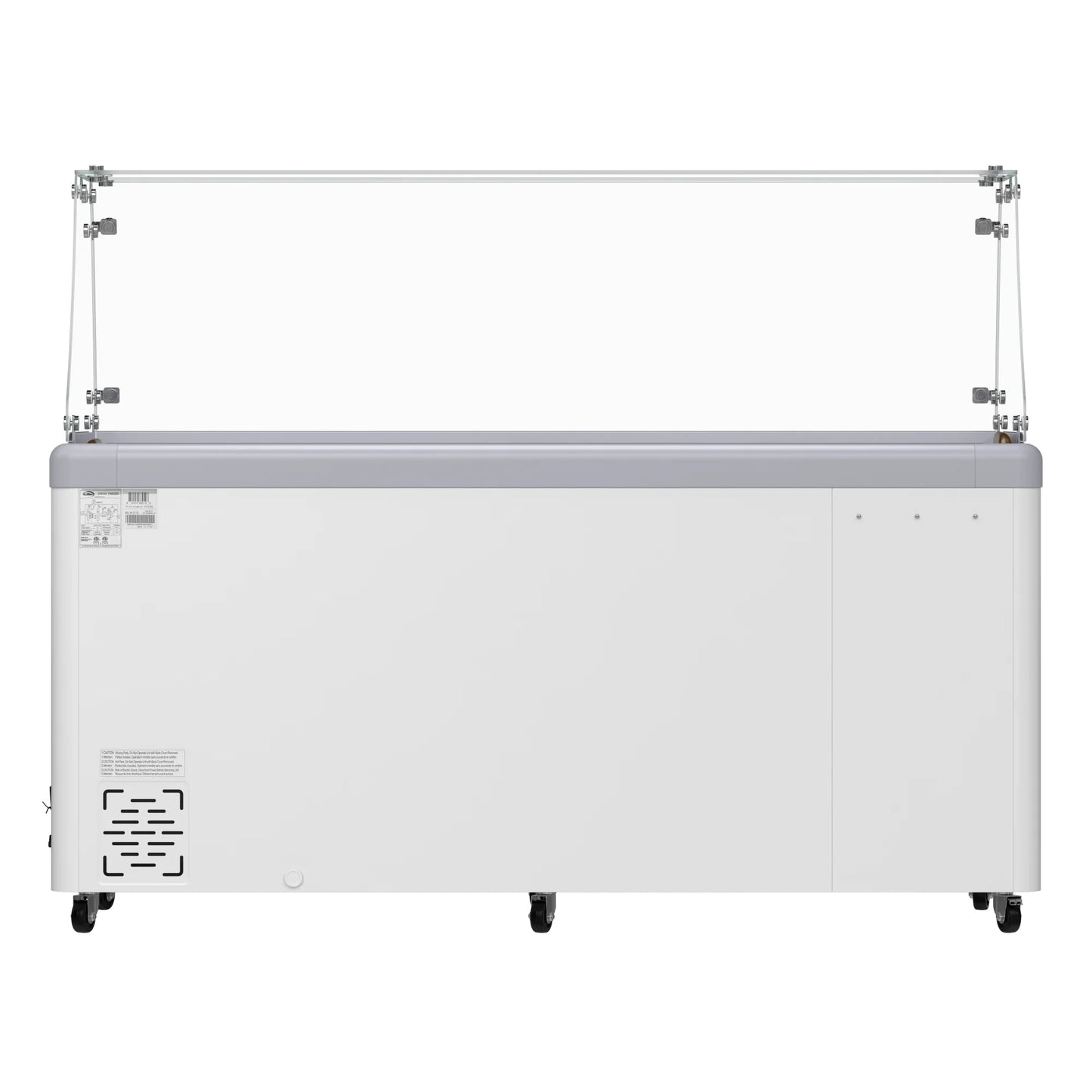 Koolmore KM-GDC-71SD-FG 70 In. Commercial 14-Pan Gelato Ice Cream Dipping Cabinet Display Freezer With Sliding Glass Door And Sneeze Guard- 20 Cu Ft.