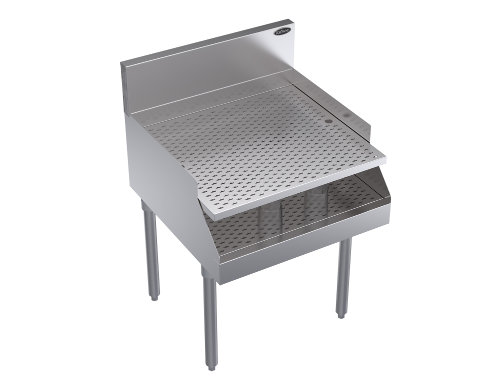 KROWNE KR24-RG24 Under Bar Freestanding Recessed Drainboard, 24 inch W x 24 inch D