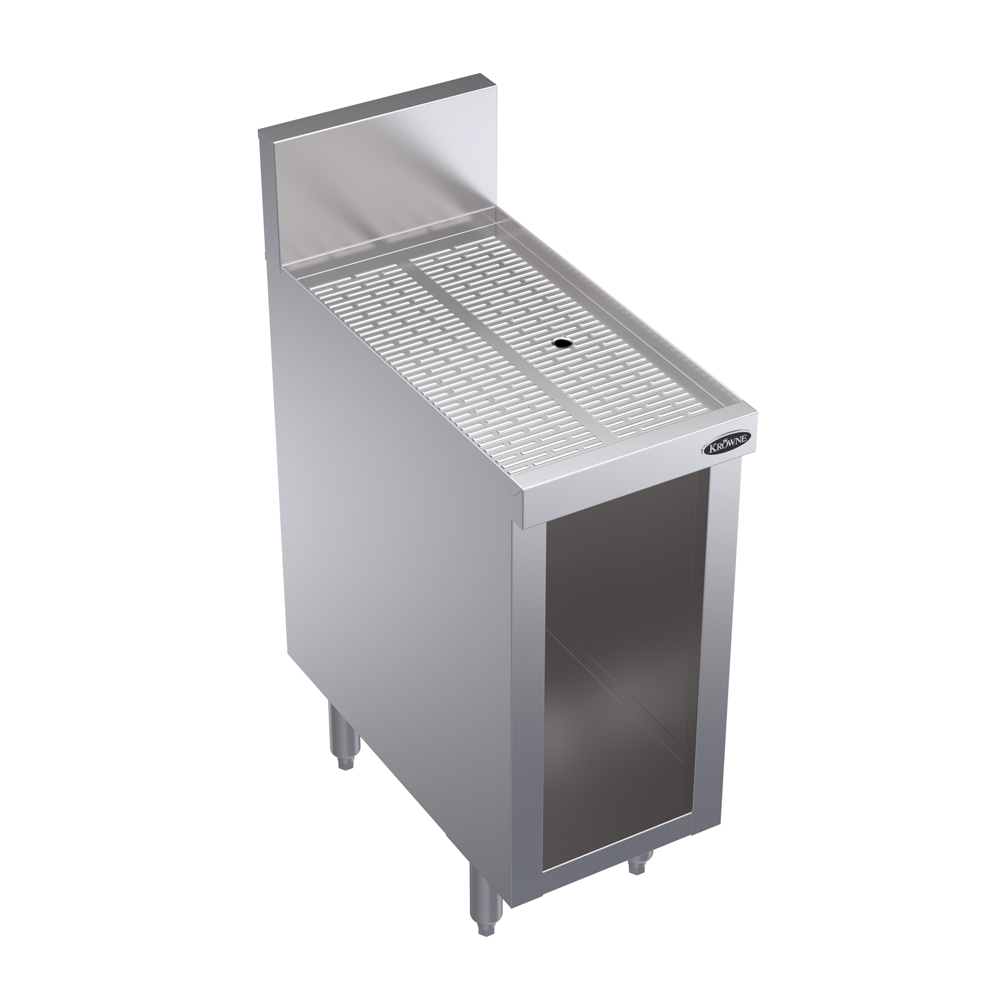 KROWNE KR24-S12 Under Bar Glass Storage Unit, Open Base, 6.5 inch Back Splash, 12 inch W x 24 inch D