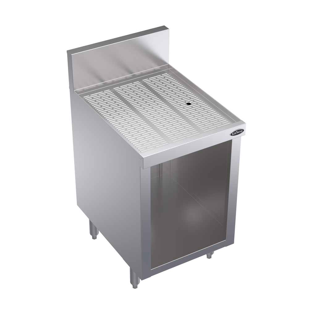 KROWNE KR24-S18 Under Bar Glass Storage Unit, Open Base, 6.5 Back Splash, 18 inch W x 24 inch D