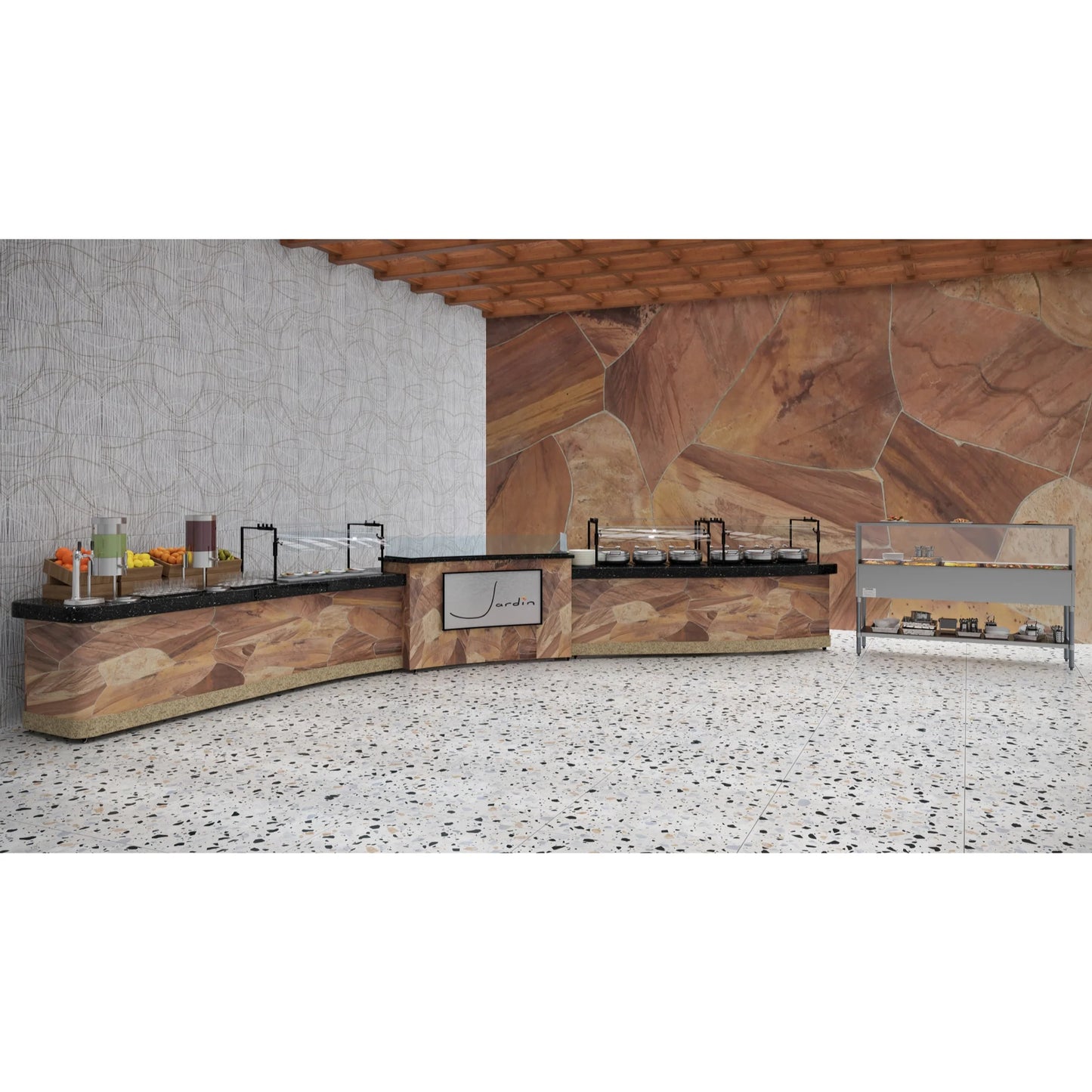 Koolmore KM-OWS-5SG 5-Pan Open Well Electric Steam Table With Undershelf And Sneeze-Guard, 240V
