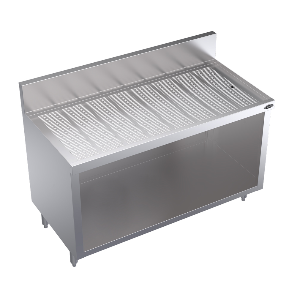 KROWNE KR24-S48 Under Bar Glass Storage Unit, Open Base, 6.5 inch Back Splash, 48 inch W x 24 inch D