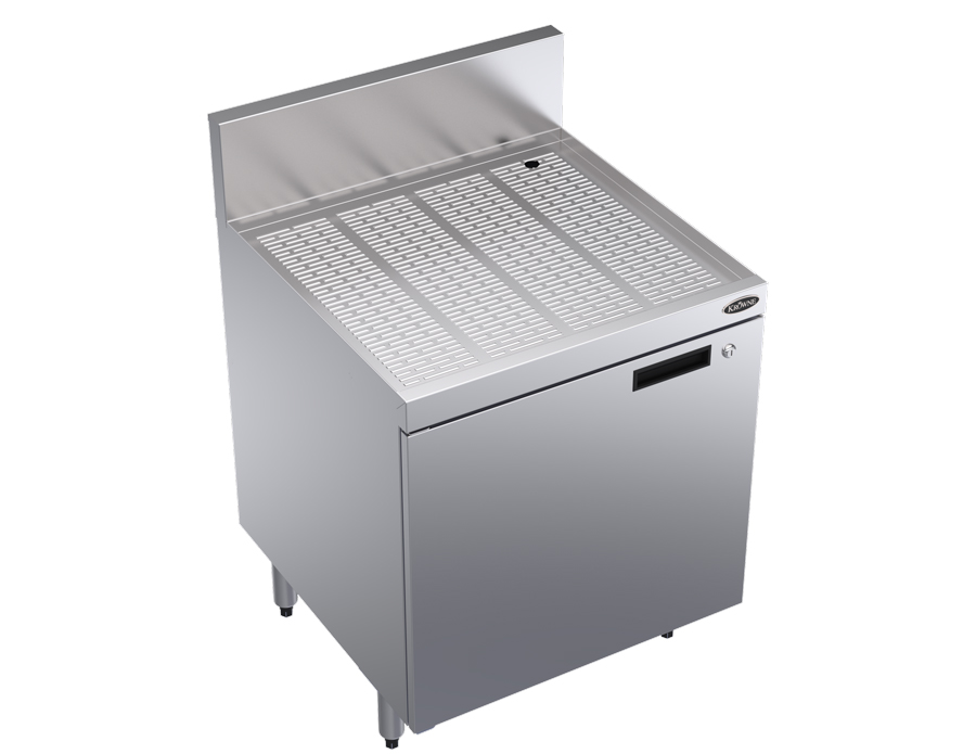 KROWNE KR24-SD24 Under Bar Glass Storage Unit, Drainboard Top, 6.5 Back Splash, 24 inch W x 24 inch D