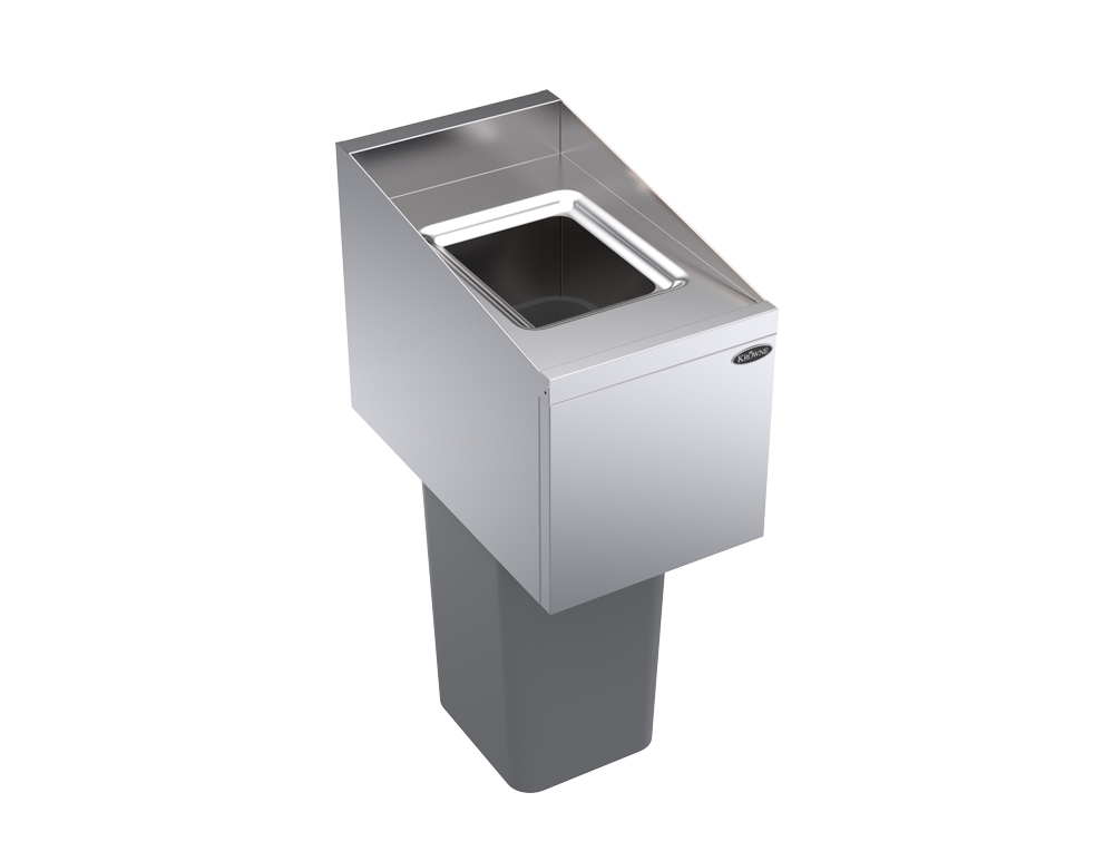 KROWNE KR24-T14L Under Bar Trash Unit for Slim Jim, Lift-Up Door, Left Legs, 14 inch W x 24 inch D