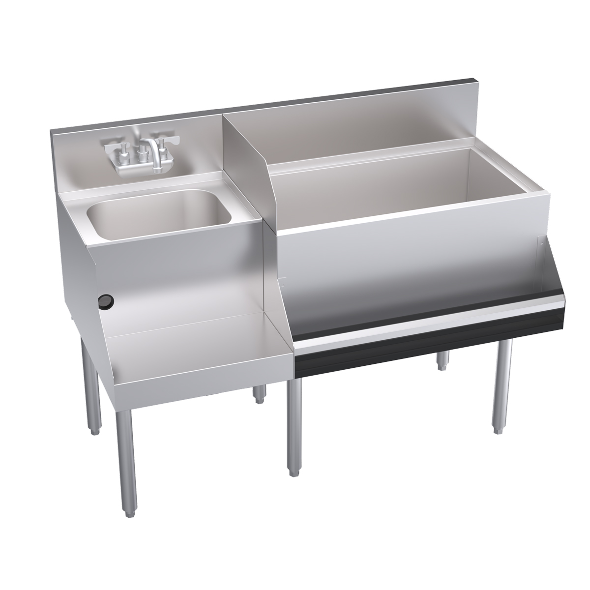 KROWNE KR24-W48R-10 Royal 1800 Series Cocktail Station with 92 lb Ice Bin, 10 Circuit Cold Plate, Stainless Steel, 48 inch W x 24 inch D