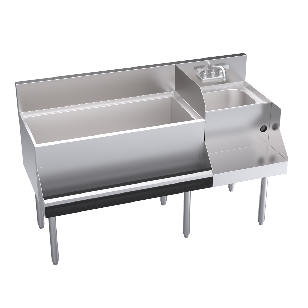KROWNE KR24-W54L-10 Royal 1800 Series Cocktail Station with 110 lb Ice Bin, 10 Circuit Cold Plate, Stainless Steel, 54 inch W x 24 inch D