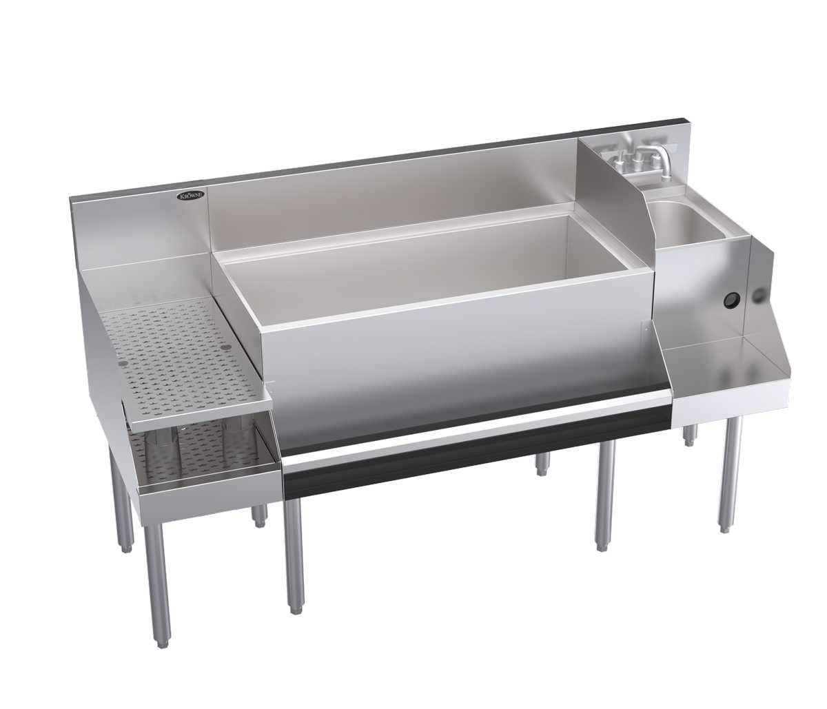 KROWNE KR24-W60B-10 Royal 1800 Series Cocktail Station with 110 lb Ice Bin, 10 Circuit Cold Plate, Stainless Steel, 60 inch W x 24 inch D