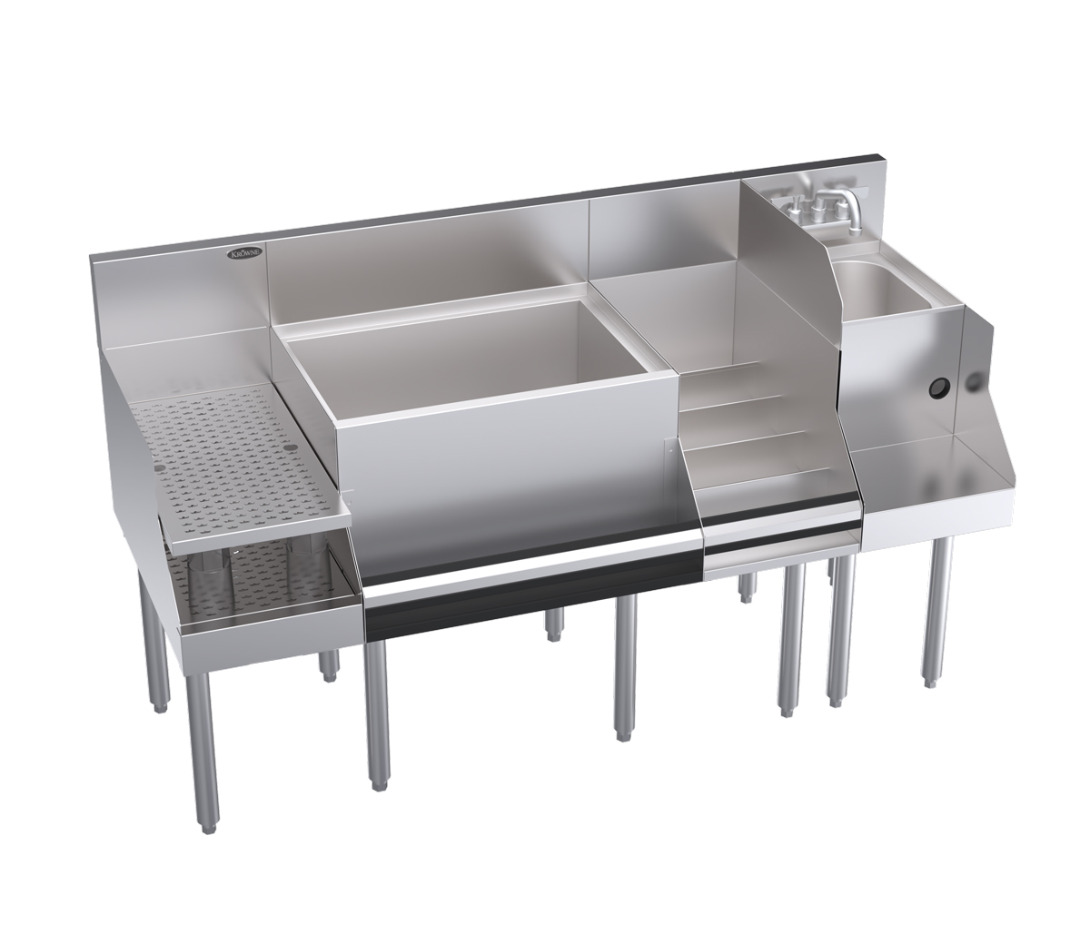 KROWNE KR24-W60C-10 Royal 1800 Series Cocktail Station with 74 lb Ice Bin, 10 Circuit Cold Plate, Stainless Steel, 60 inch W x 24 inch D