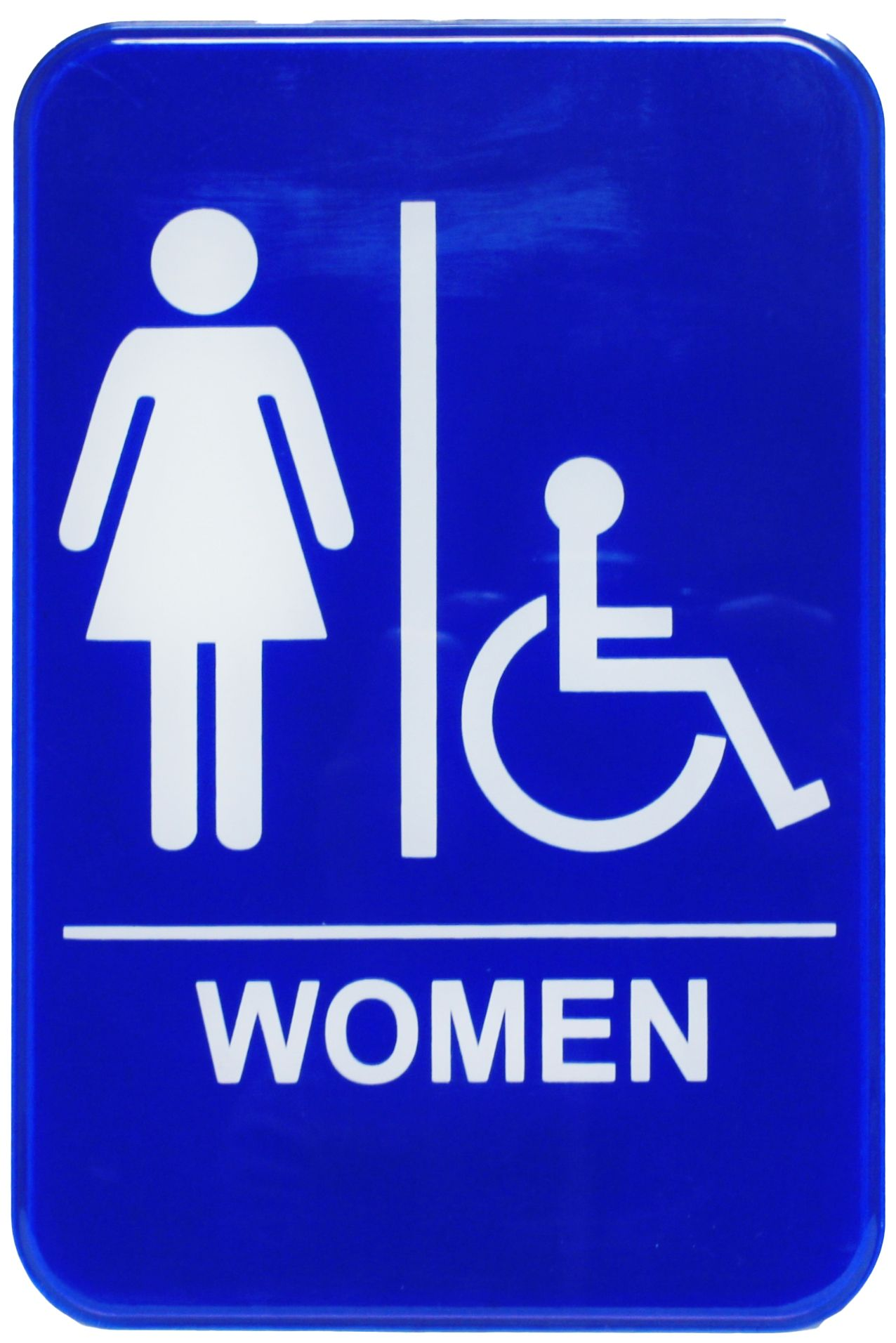 Thunder Group PLIS6909BL Handicap Accessible Women's Restroom Sign - Blue and White, 9" x 6"