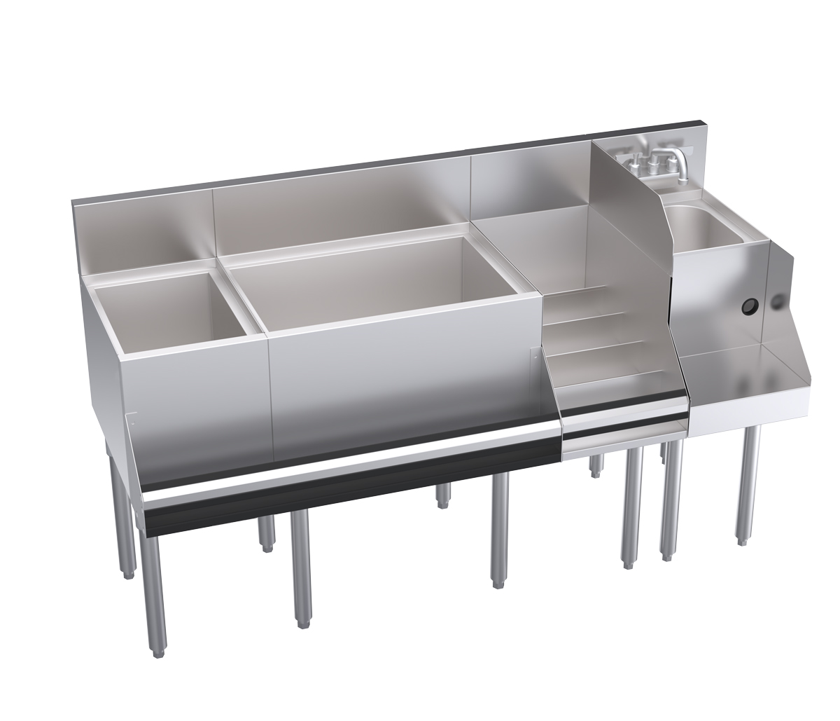 KROWNE KR24-W60E-10 Royal 1800 Series Cocktail Station with 110 lb Ice Bin, 10 Circuit Cold Plate, Stainless Steel, 60 inch W x 24 inch D