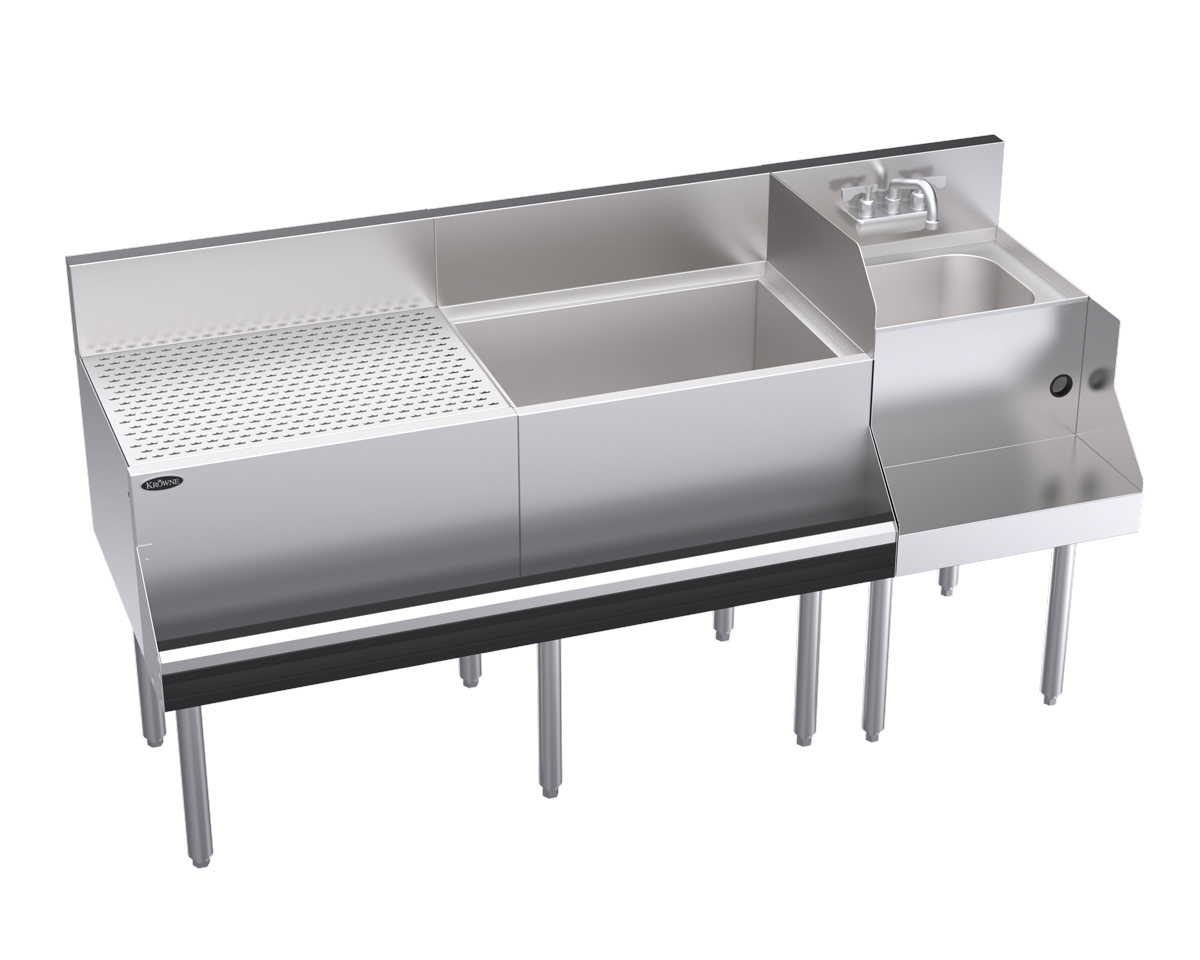 KROWNE KR24-W66A-10 Royal 1800 Series Cocktail Station with 74 lb Ice Bin, 10 Circuit Cold Plate, Stainless Steel, 66 inch W x 24 inch D