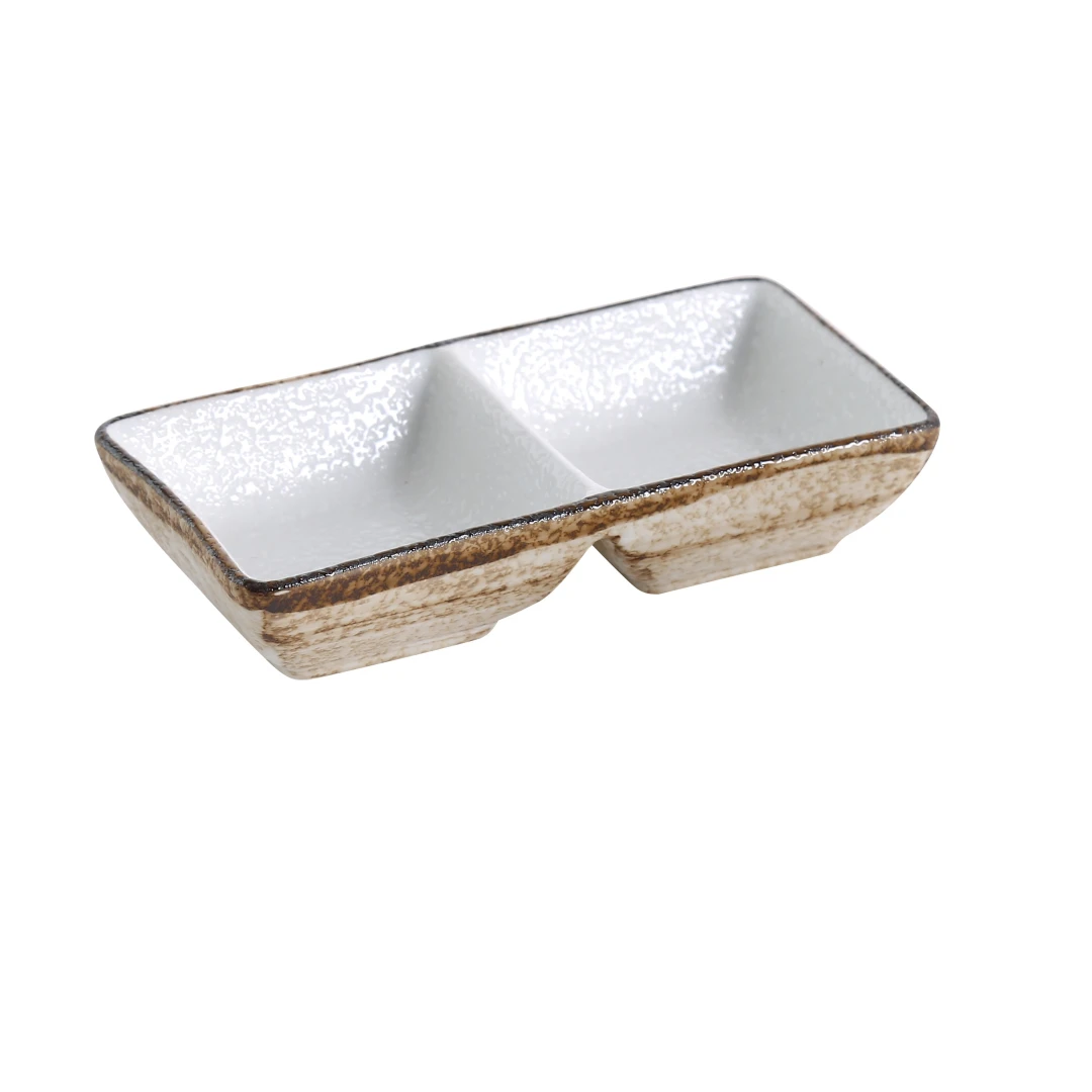 Yanco RO-4031 Rockeye Divided Sauce Dish Dishwasher Oven And Microwave Safe