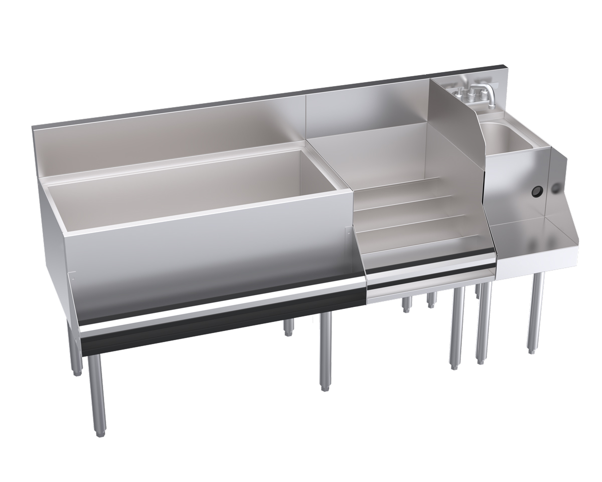 KROWNE KR24-W66D-10 Royal 1800 Series Cocktail Station with 110 lb Ice Bin, 10 Circuit Cold Plate, Stainless Steel, 66 inch W x 24 inch D