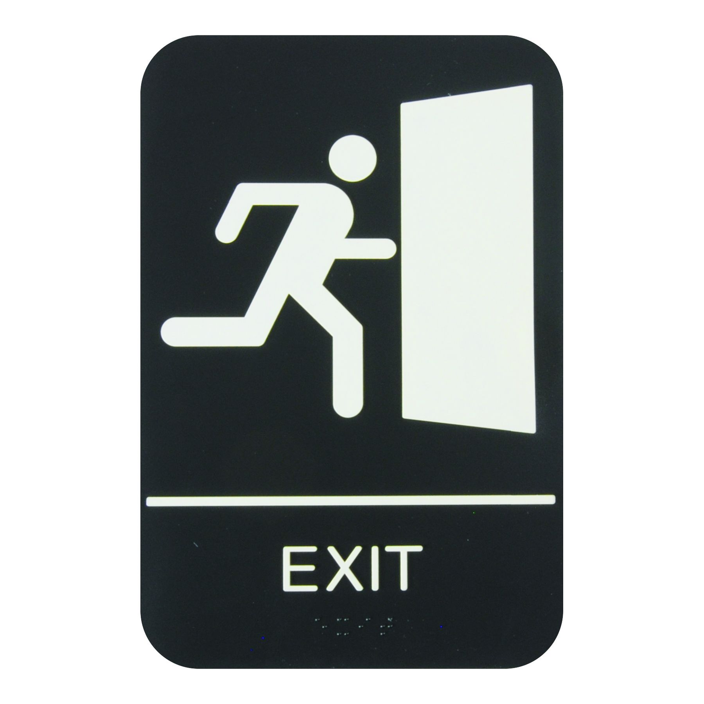 Thunder Group PLIS6956BK ADA Exit Sign with Braille - Black and White, 9" x 6"