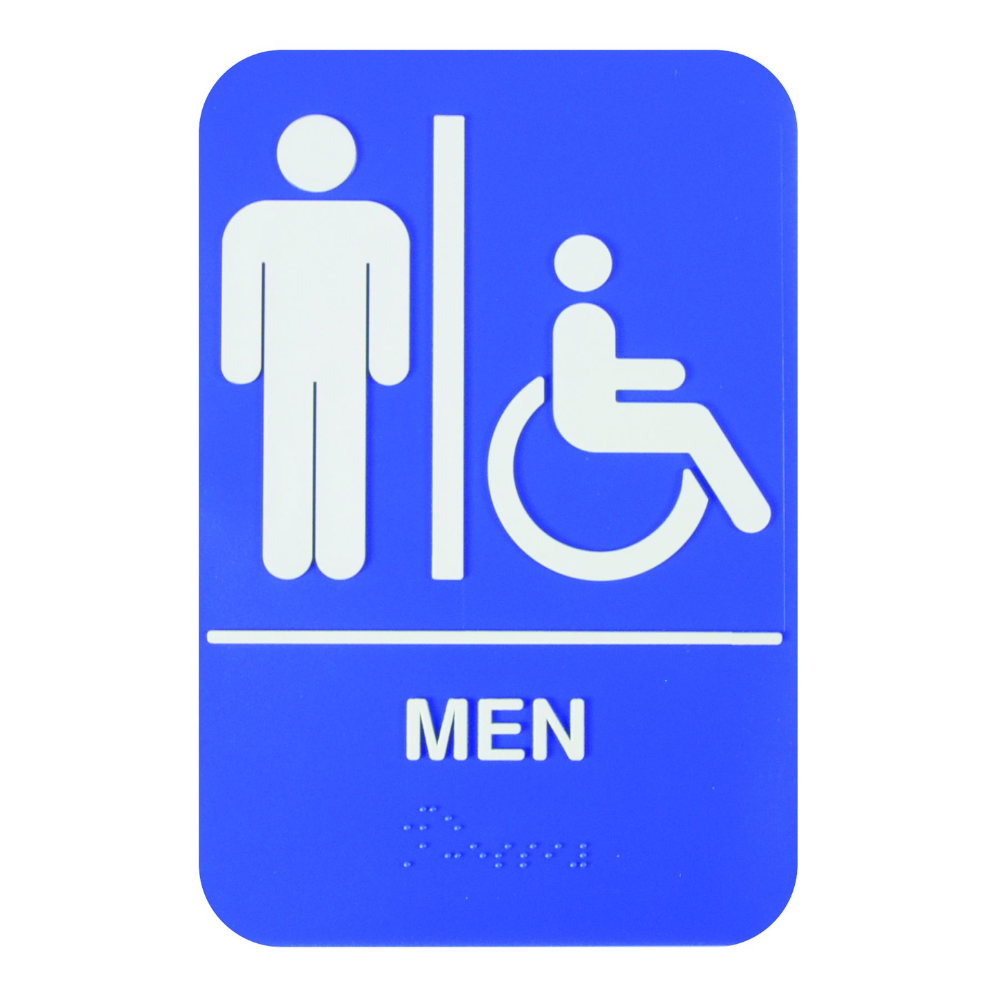 Thunder Group PLIS6958BL Handicap Accessible Men's Restroom Sign - Blue and White, 9" x 6"
