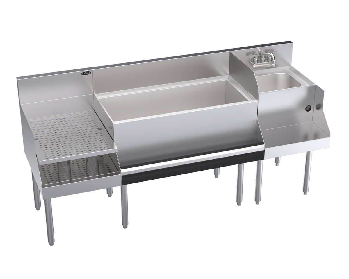 KROWNE KR24-W72B-10 Royal 1800 Series Cocktail Station with 110 lb Ice Bin, 10 Circuit Cold Plate, Stainless Steel, 72 inch W x 24 inch D