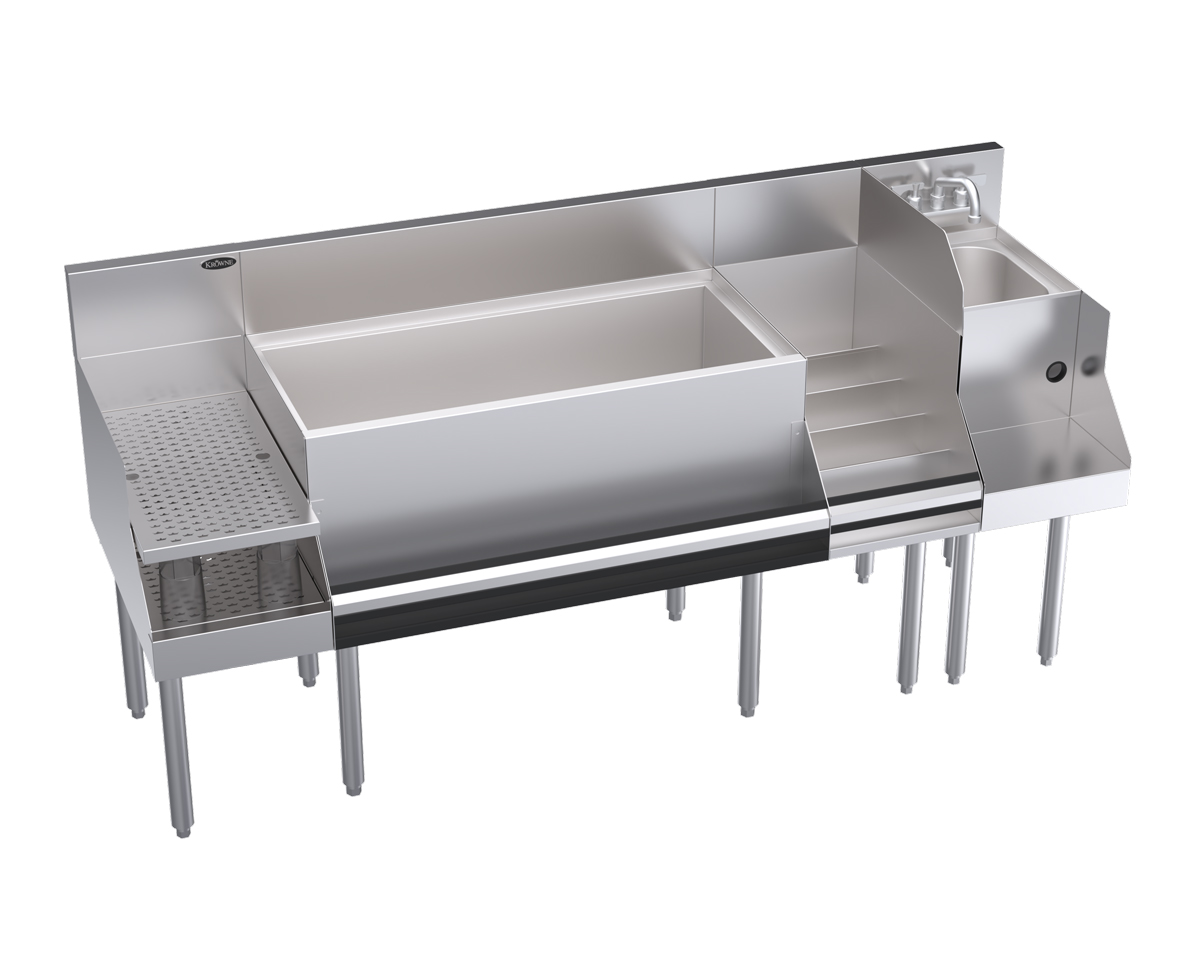 KROWNE KR24-W72C-10 Royal 1800 Series Cocktail Station with 110 lb Ice Bin, 10 Circuit Cold Plate, Stainless Steel, 72 inch W x 24 inch D