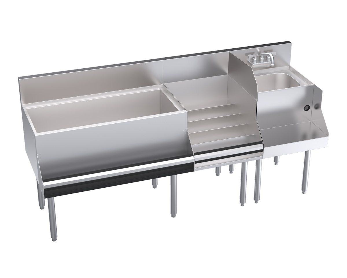 KROWNE KR24-W72D-10 Royal 1800 Series Cocktail Station with 110 lb Ice Bin, 10 Circuit Cold Plate, Stainless Steel, 72 inch W x 24 inch D