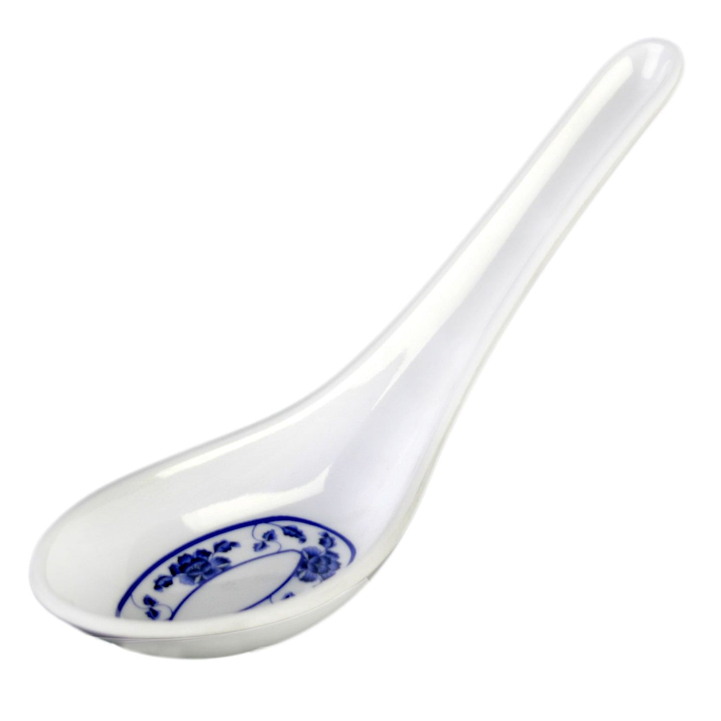 Thunder Group 7003B 3/4 oz Melamine Won Ton Spoon, White/Blue