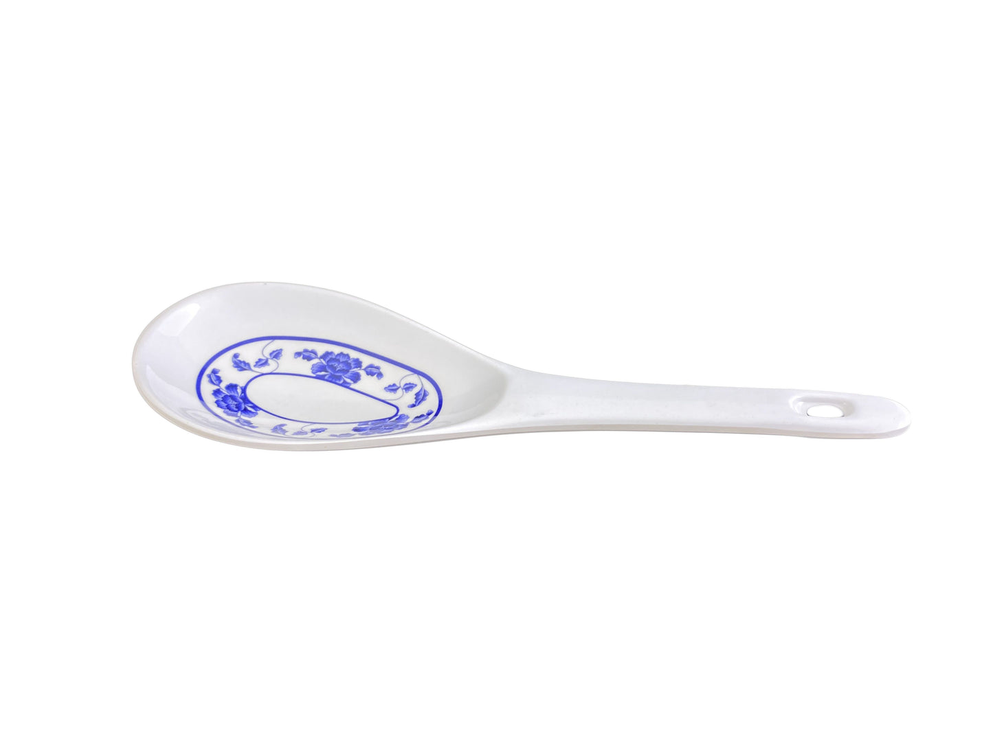 Thunder Group 7005B 1 1/2 oz Melamine Rice Ladle, White/Blue