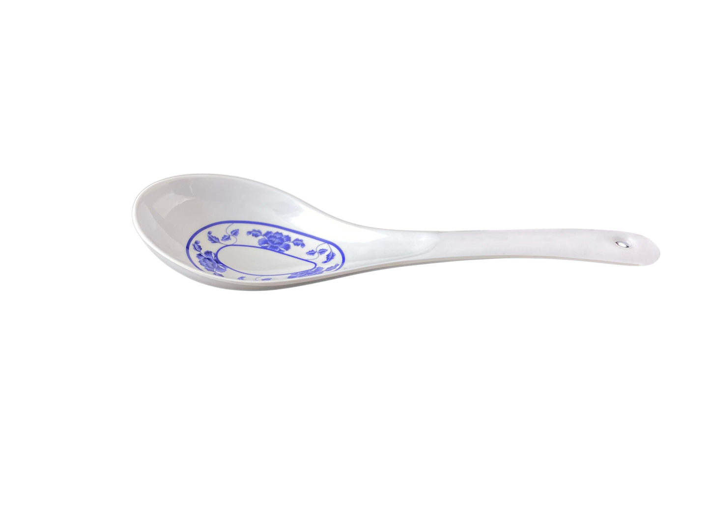 Thunder Group 7007B 2 1/2 oz Melamine Ladle/Soup Spoon, White/Blue