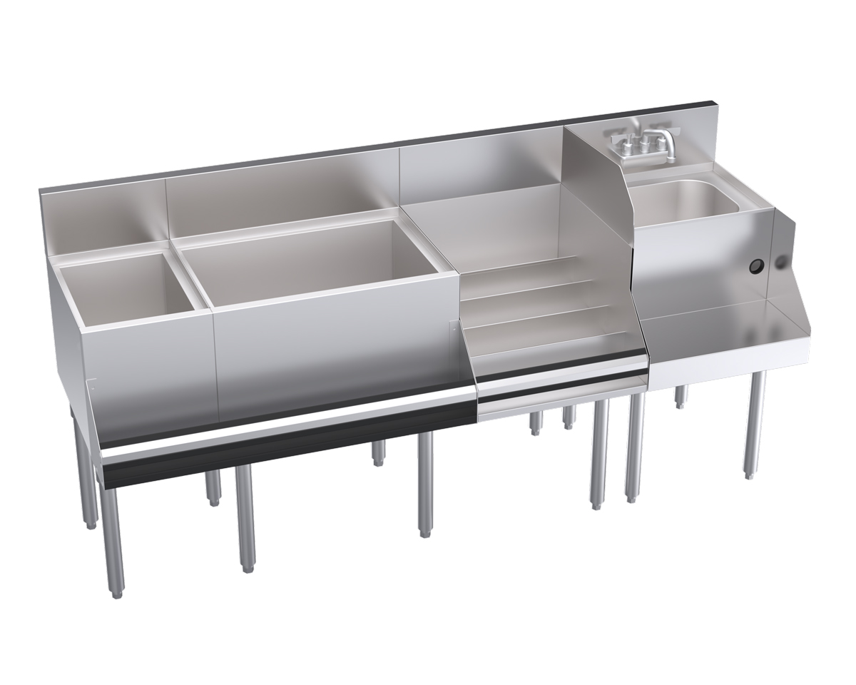 KROWNE KR24-W72E-10 Royal 1800 Series Cocktail Station with 110 lb Ice Bin, 10 Circuit Cold Plate, Stainless Steel, 72 inch W x 24 inch D