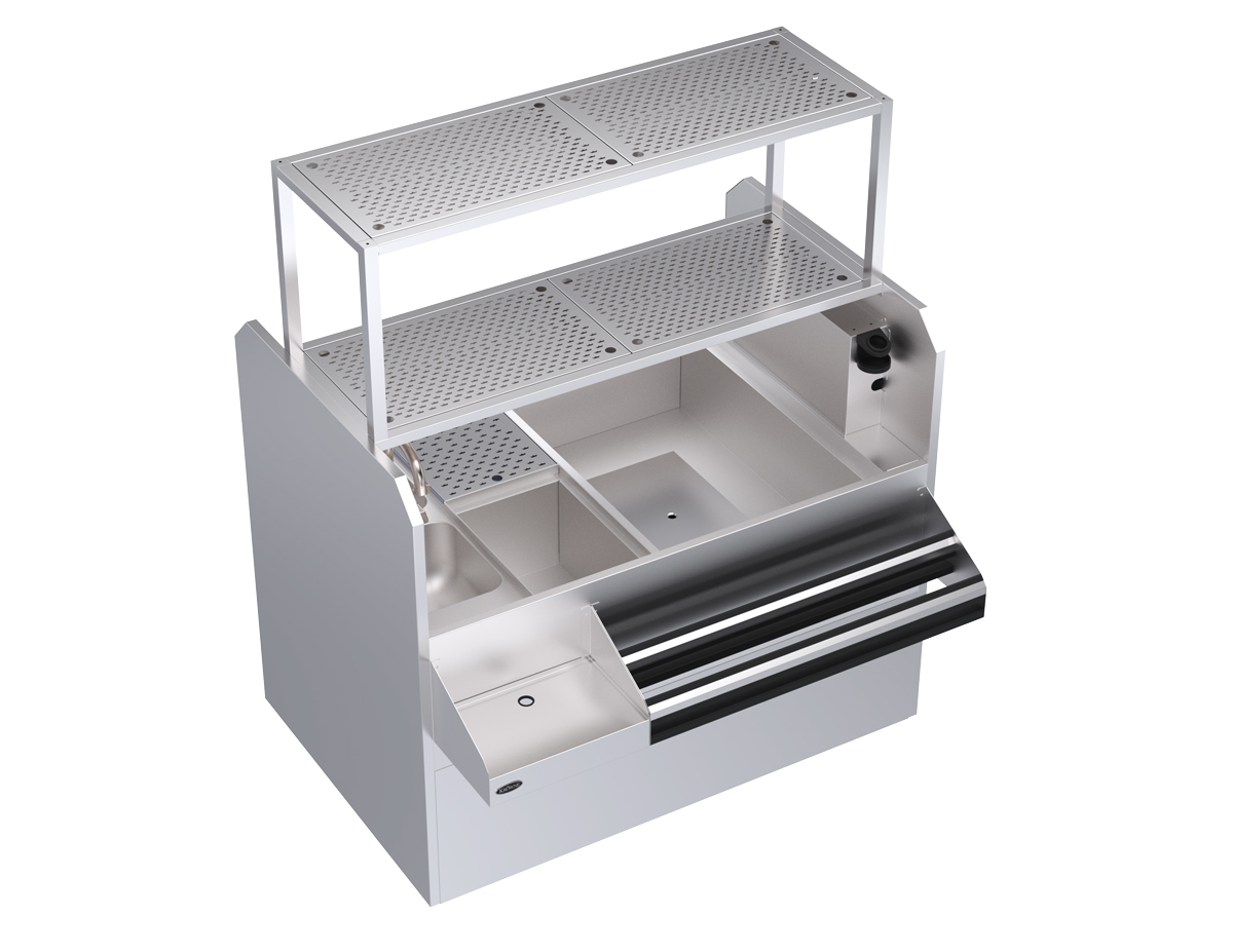 KROWNE KRPT-54BRP-10 Royal Series Cocktail Station with 115 lbs Ice Bin, Stainless Steel, 54 inch W x 45 inch D