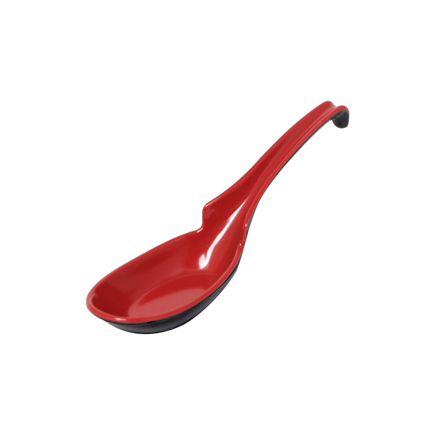 Thunder Group 7100JBR 1 oz. Two-Tone Red and Black Melamine Wonton Soup Spoon - 12/Pack