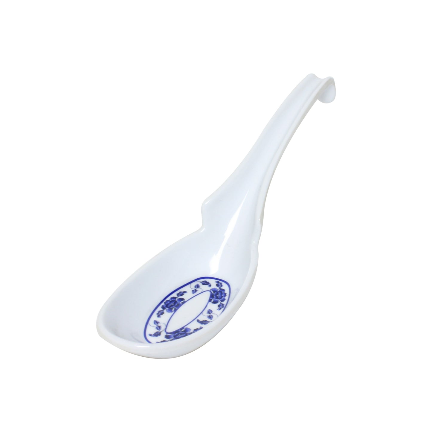 Thunder Group 7100TB 1 oz Melamine Soup Spoon, White/Blue