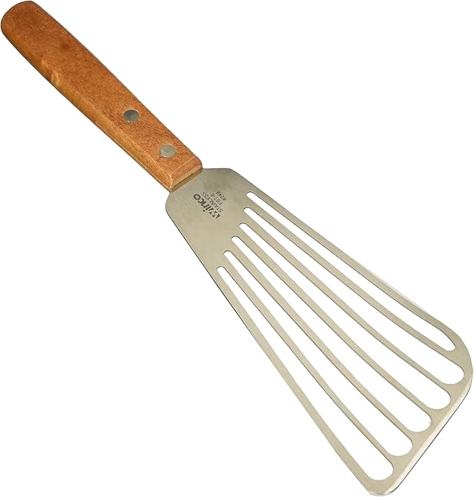 Winco FST-6 Slotted Fish Spatula w/ Wood Handle 6-1/2"L